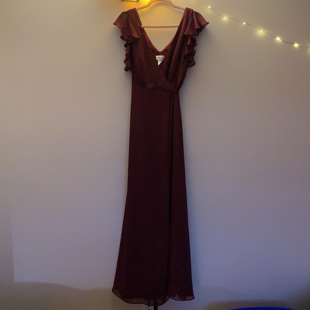 Wine chiffon bridesmaid dress